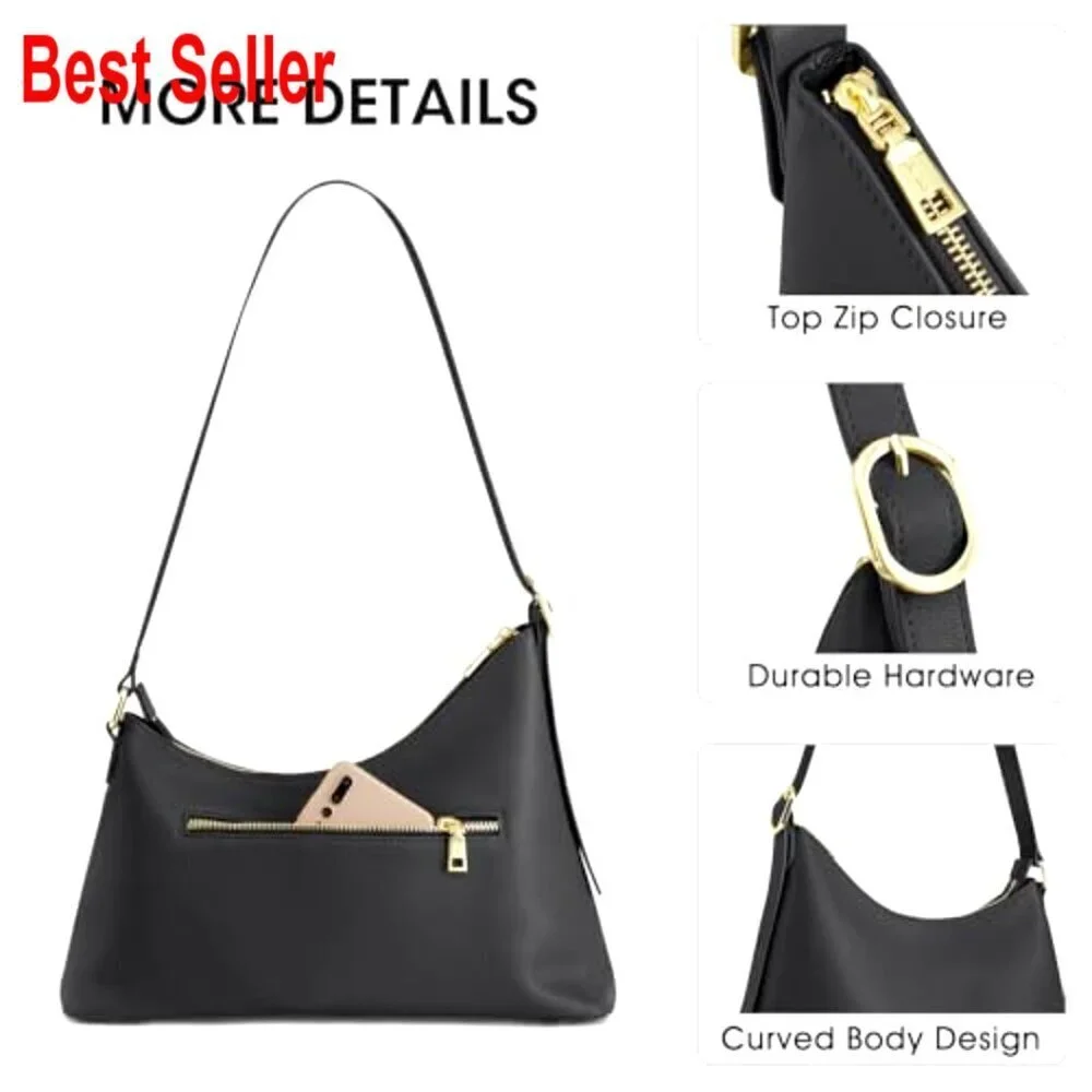 Top Grain Pebbled Cowhide Leather Hobo Bag with Adjustable Strap